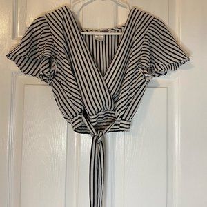 Striped tie crop top